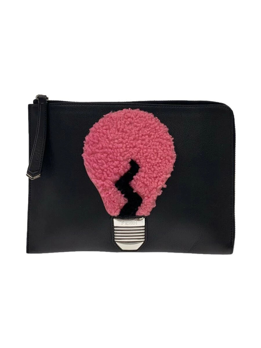 Fendi Clutch Bag Pouch Clutch Leather Black Bulb